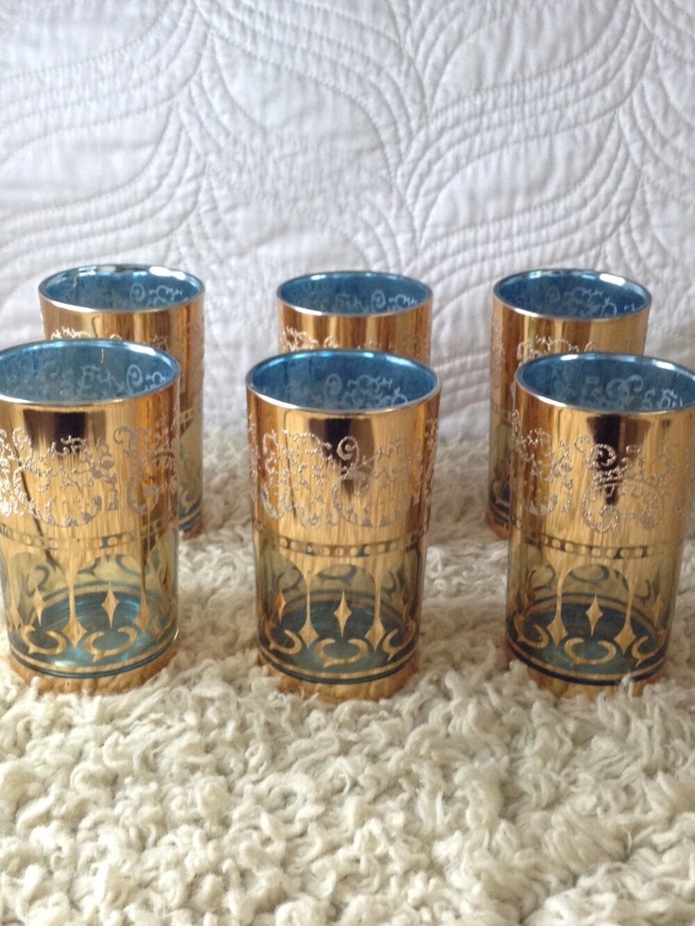 VTG 60-70's set 6 Korean 10 oz Highball Glasses/Tumblers Hollywood Regency MCM